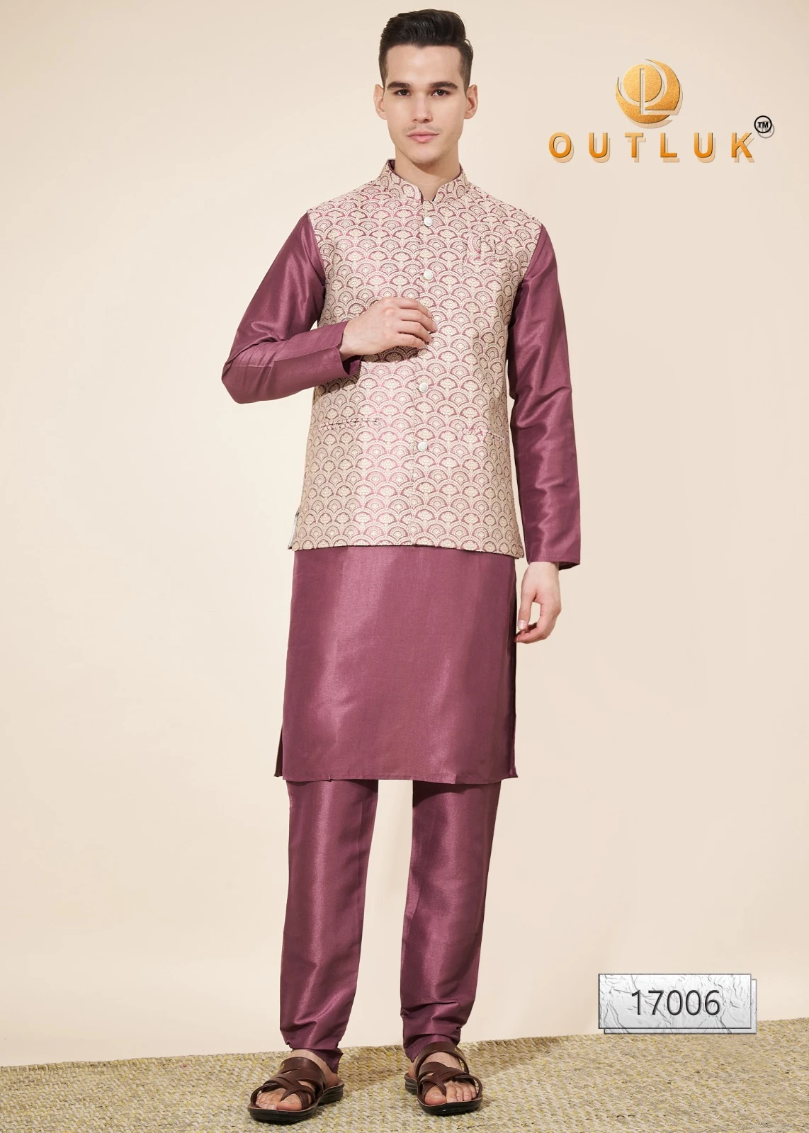 Outluk Wedding Collection Vol 17 Pure Silk Wholesale Modi Jacket Kurta Pajama Catalog — Singles, MPA wholesale from Surat — view 6